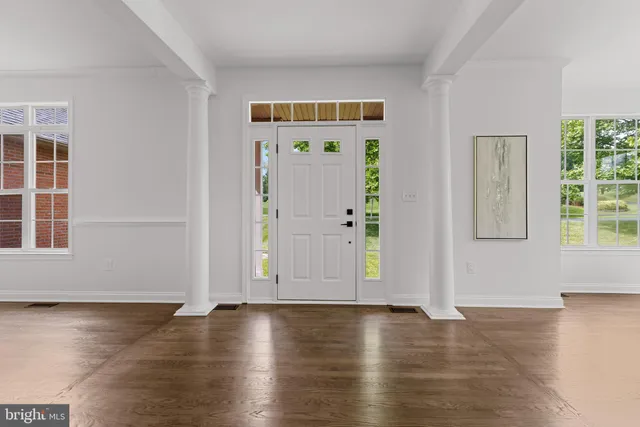 a view of a room with racks on the wall