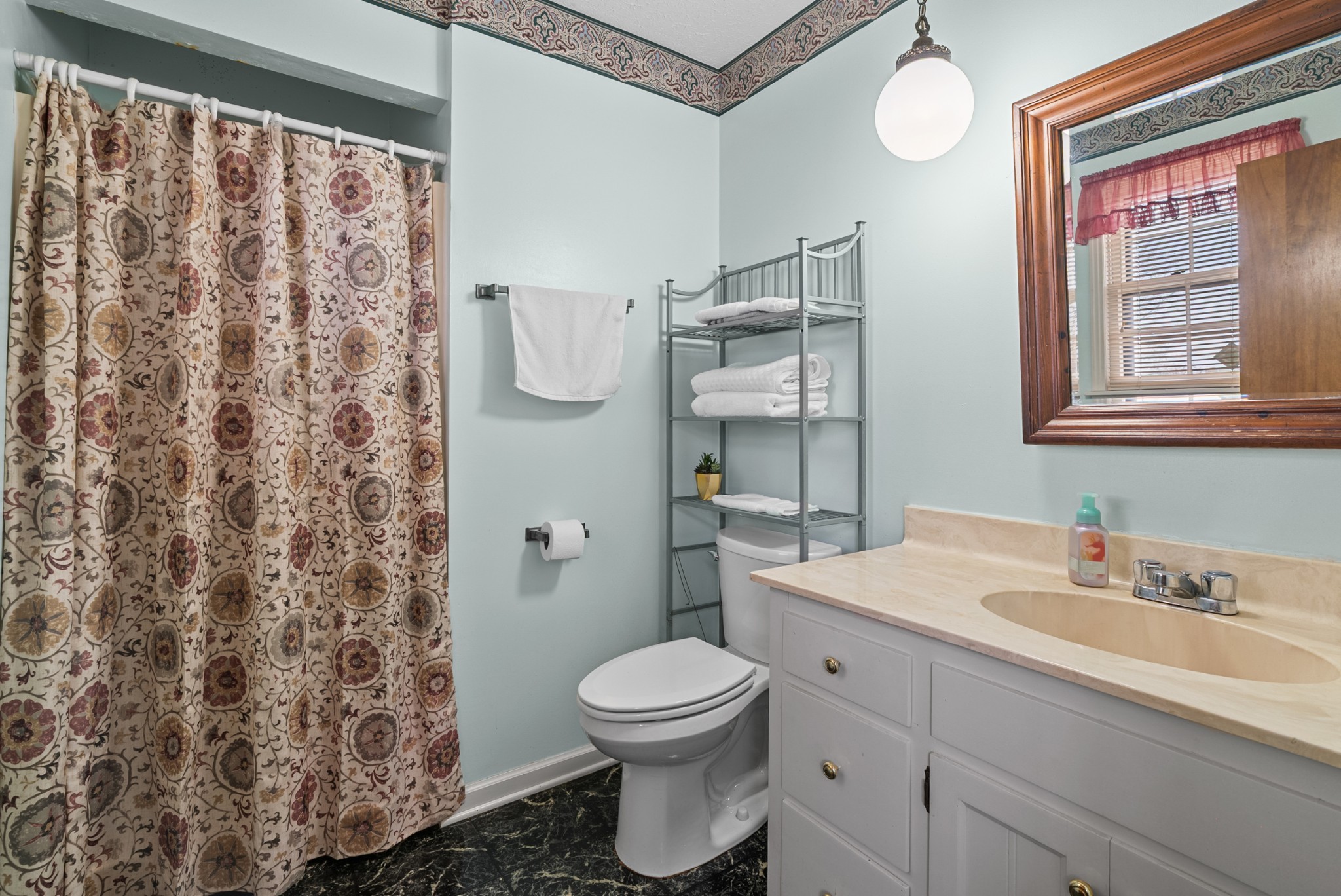6980 Bethel Road Greenbrier, TN 37073 - Photo 29 of 51 a bathroom with a sink a toilet and shower curtain