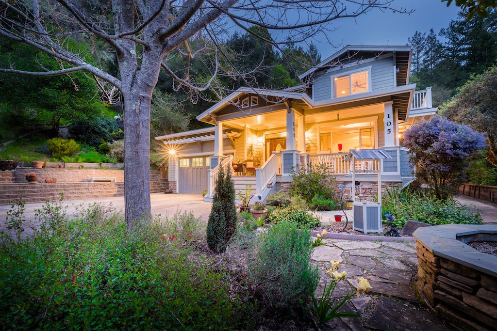 a view of a building with a garden