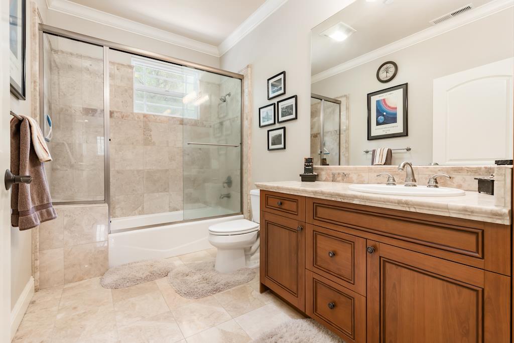105 E Road Boulder Creek, CA 95006 - Photo 28 of 50 a bathroom with a sink a toilet and shower