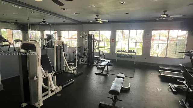 a view of a room with gym equipment