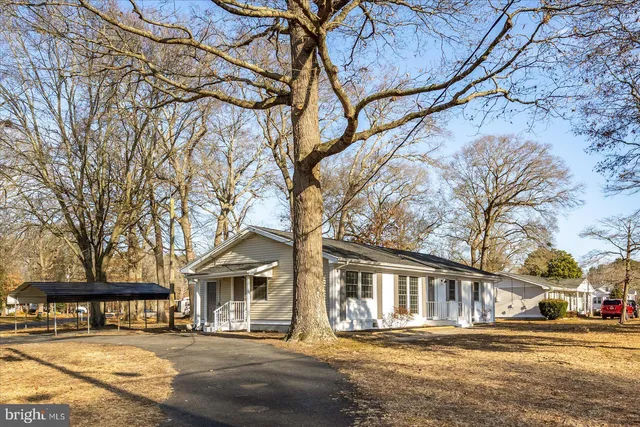 a front view of a residential apartment building with yard and trees