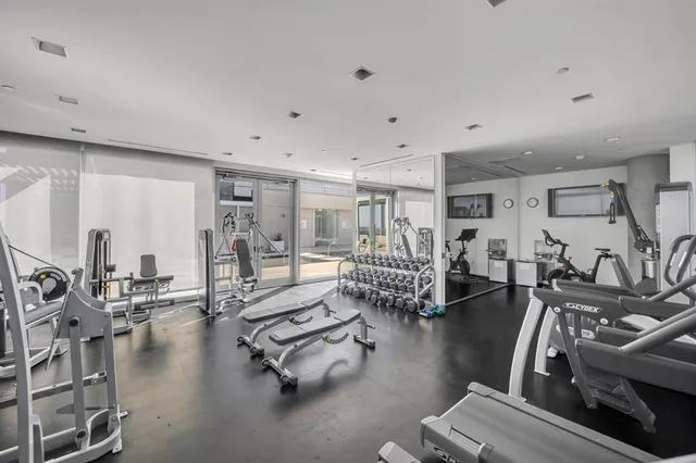 a view of a room with gym equipment