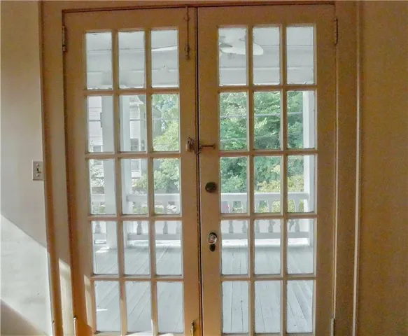 a view of a glass entrance