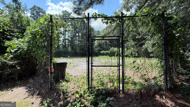 a view of a garden from a lake