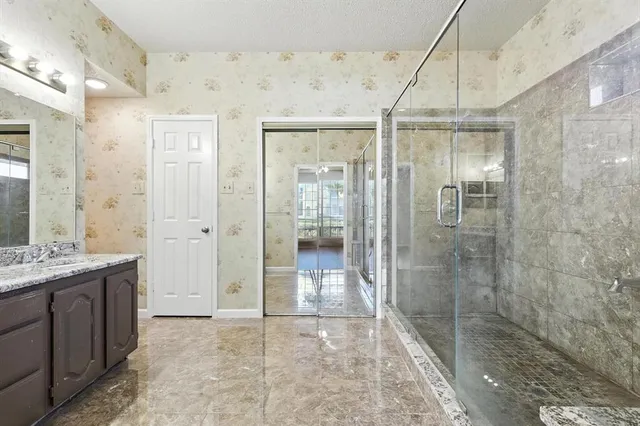 a bathroom with a shower