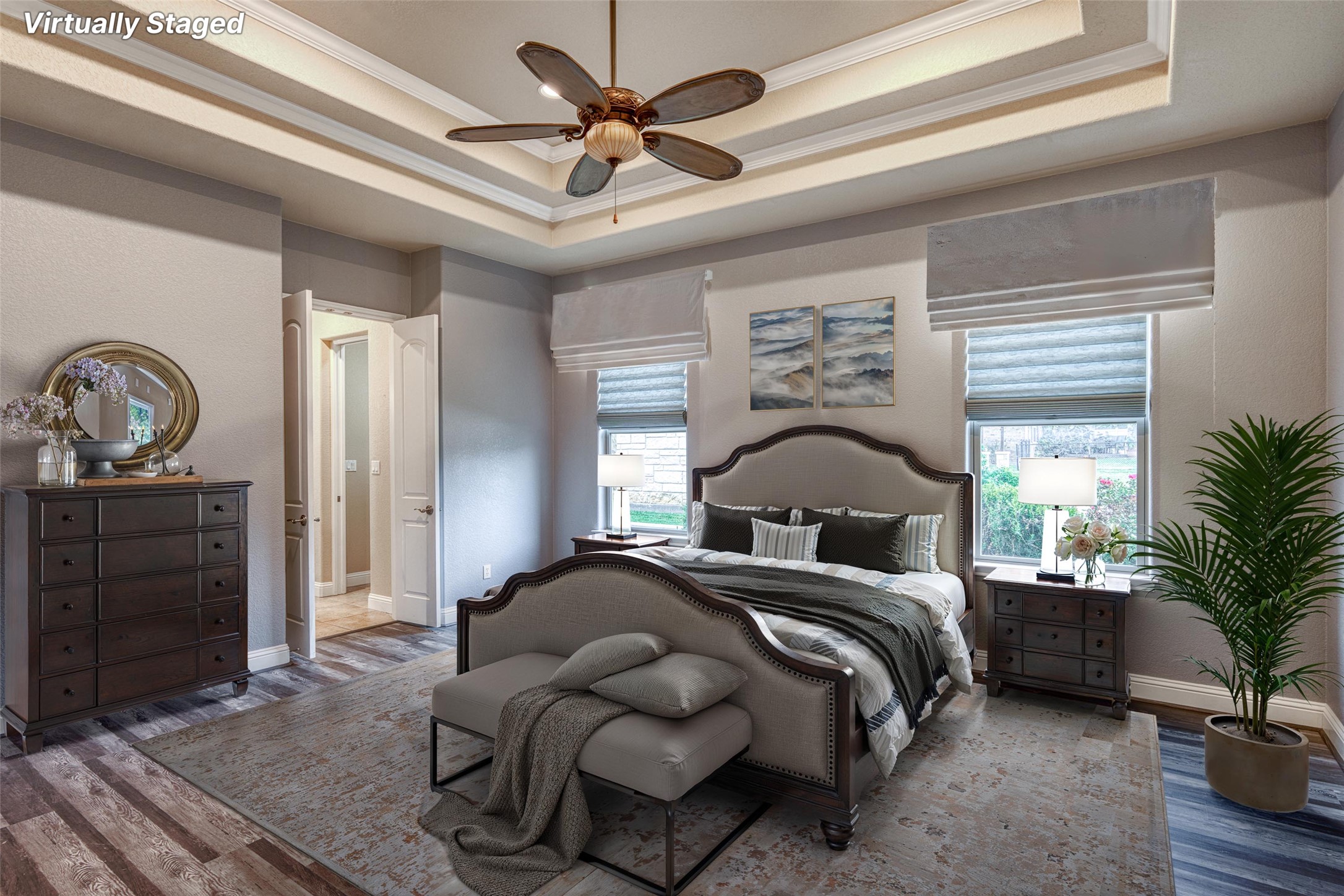 114 Preston Trail Meadowlakes, TX 78654 - Photo 10 of 23 a bedroom with a bed and a chandelier