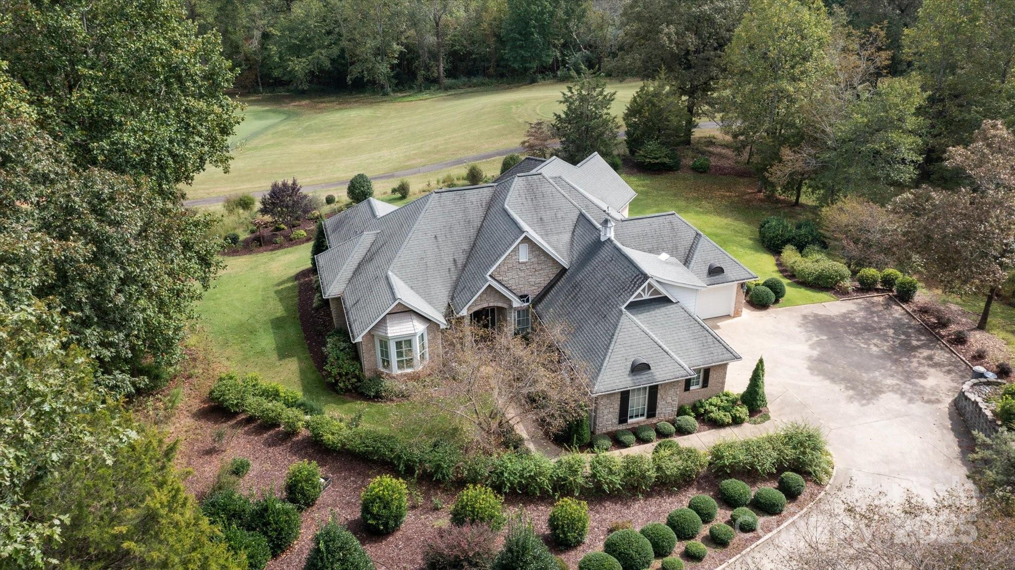 an aerial view of a house