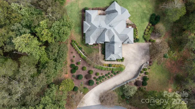 an aerial view of a house