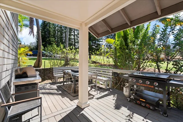 a view of a porch with a backyard