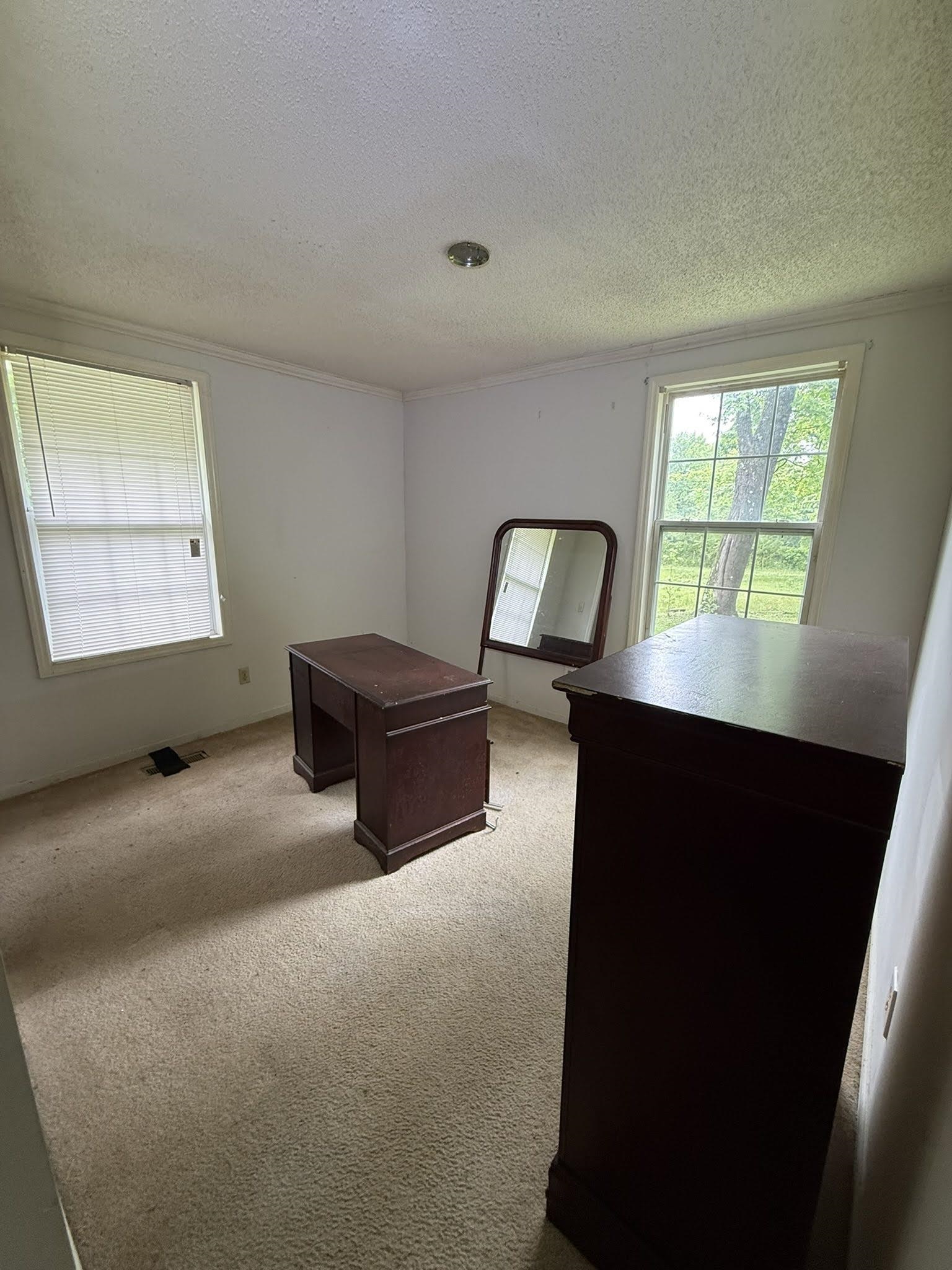 1299 Locke Cuba Road Millington, TN 38053 - Photo 8 of 28 Carpeted room featuring crown molding, white walls, and two windows with blinds providing natural light
