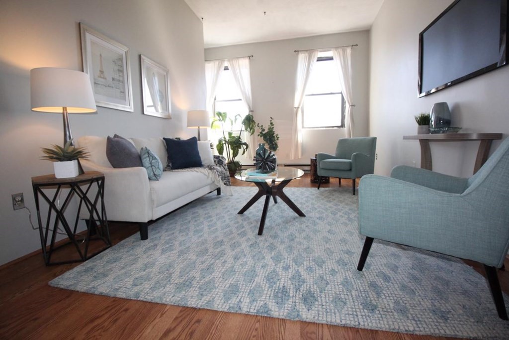 3 Appleton Street, Unit 502 Boston, MA 02116 - Photo 4 of 14 a living room with furniture a lamp and a window
