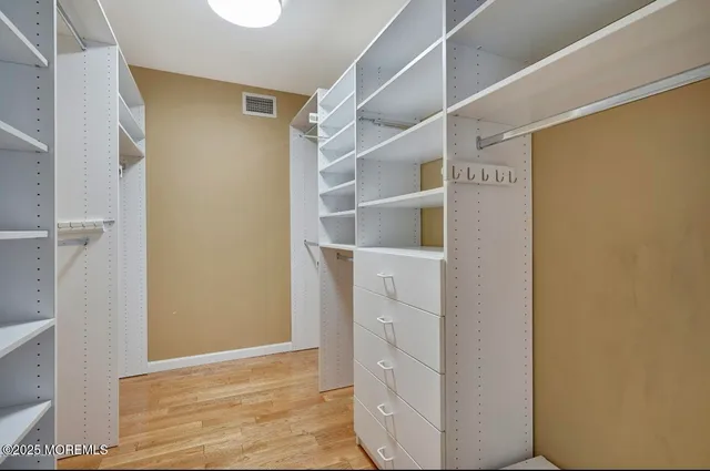 a view of walk in closet with empty racks