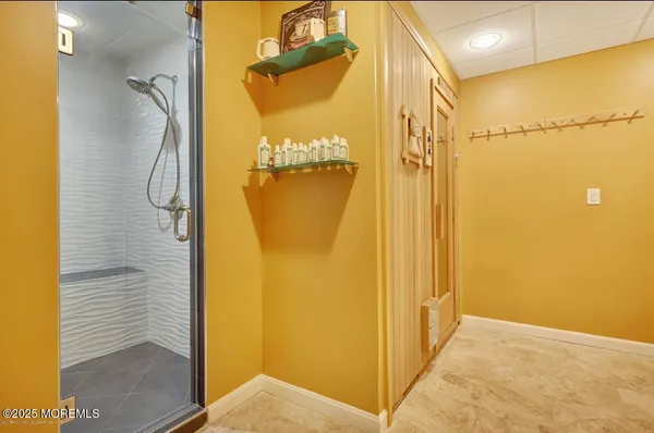 a bathroom with a shower
