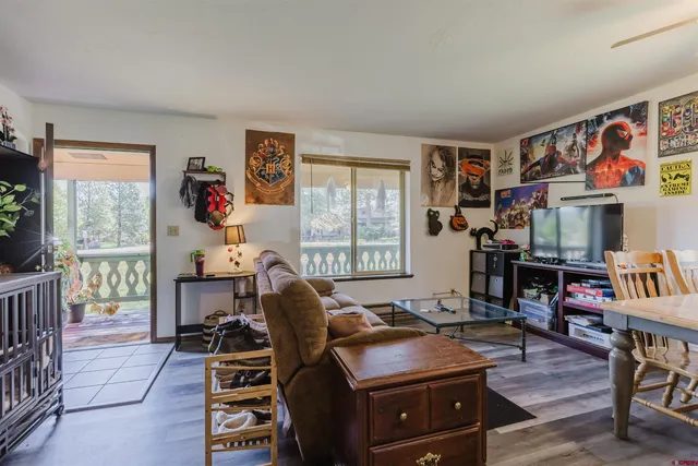 a living room with furniture or couch and a floor to ceiling window