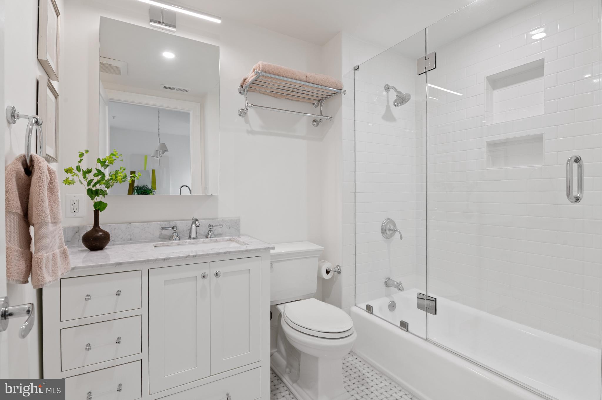 2516 Q Street Northwest, Unit E201 Washington, DC 20007 - Photo 8 of 15 Renovated Marble Bathroom