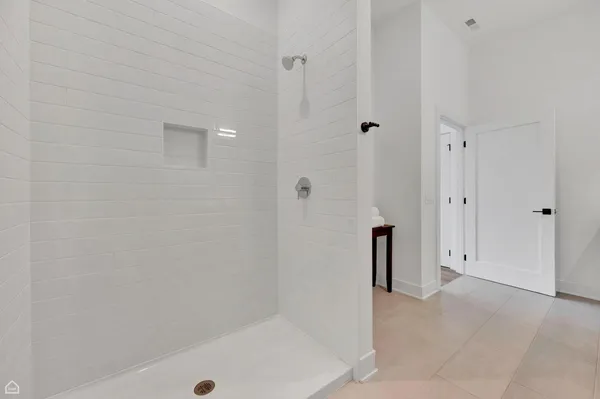 a bathroom with a shower