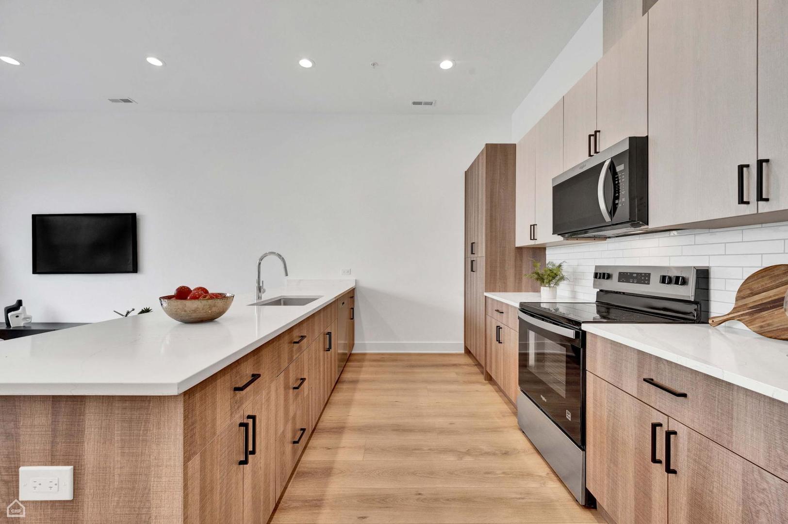 1607 West 13th Street, Unit 200 Chicago, IL 60608 - Photo 6 of 17 a kitchen with stainless steel appliances a sink and a stove