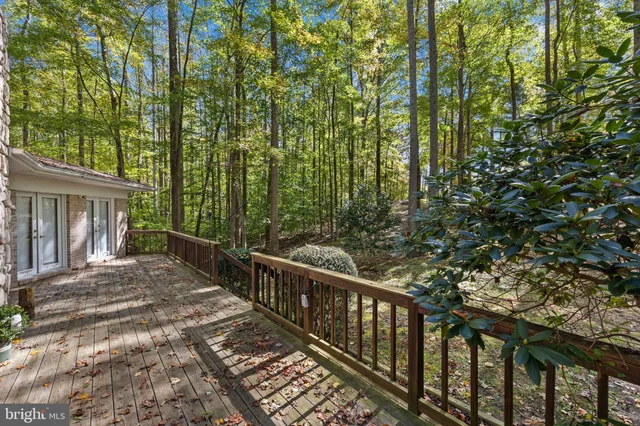 a view of a balcony with trees
