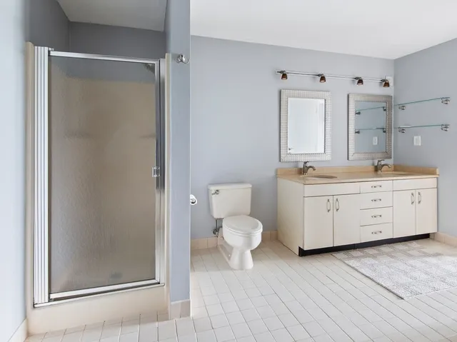 a bathroom with a bathtub