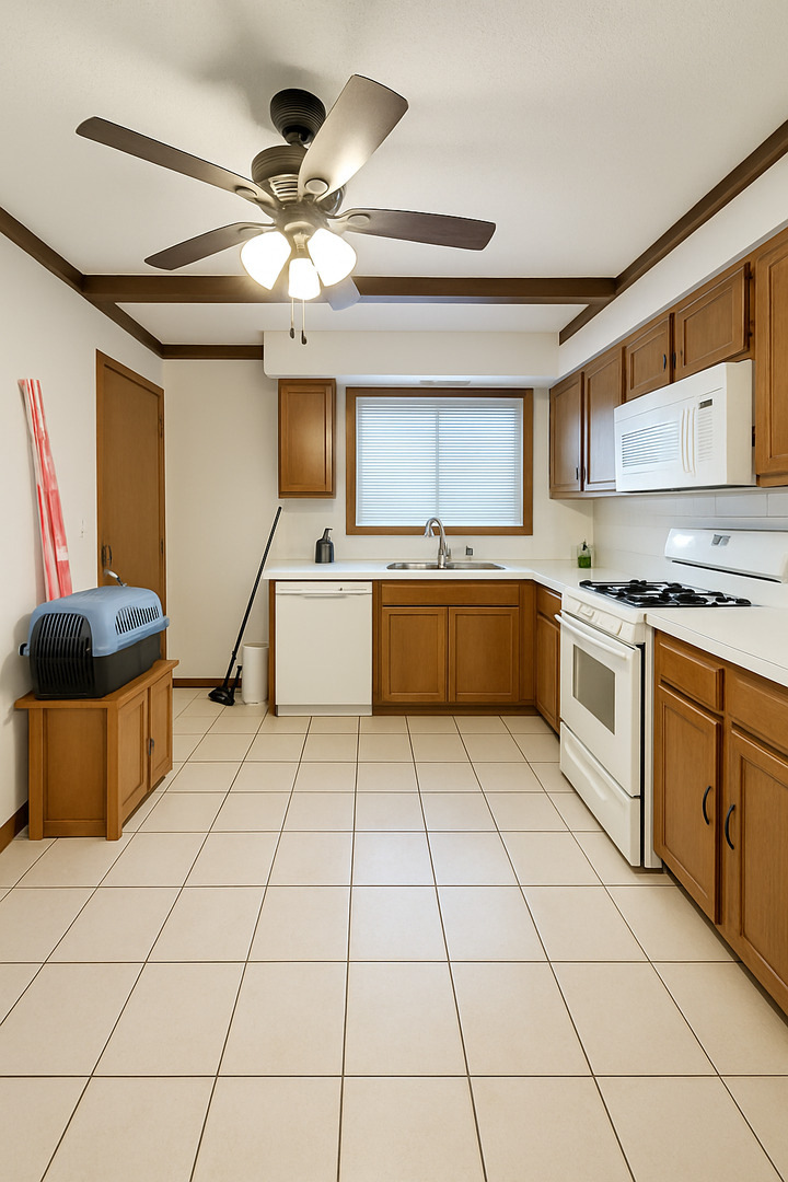 2139 North Harlem Avenue, Unit 224 Chicago, IL 60707 - Photo 13 of 18 a kitchen with stainless steel appliances granite countertop a stove a sink and a refrigerator