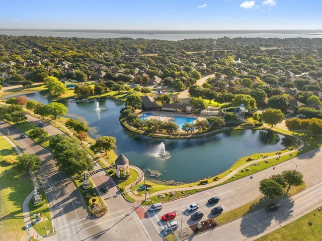a view of a swimming pool and an outdoor space