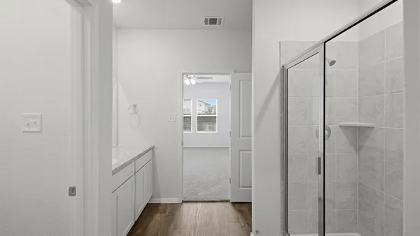 a bathroom with a shower
