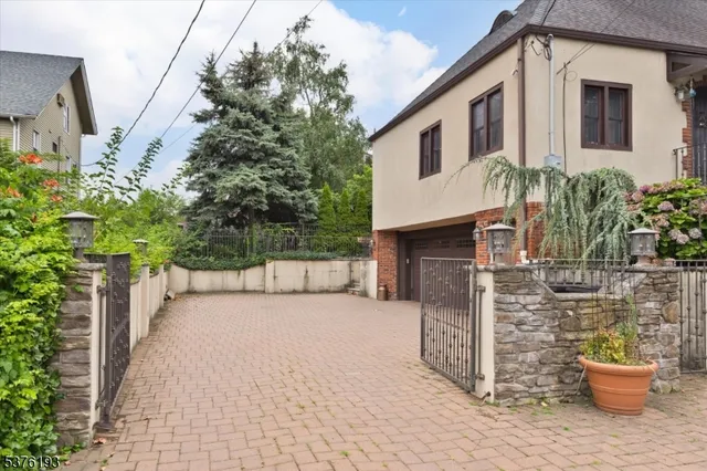 a front view of a house with patio