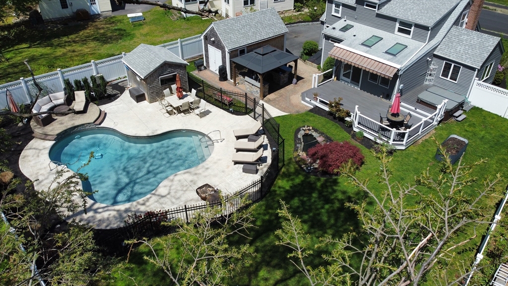 28 Longfellow Road Natick, MA 01760 - Photo 29 of 30 an aerial view of a house with garden space and street view