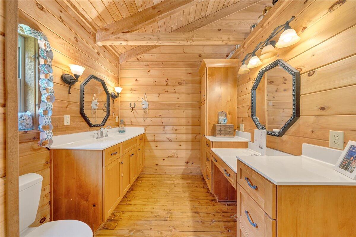 1769 Scenic View Road Moneta, VA 24121 - Photo 40 of 104 a bathroom with a double vanity sink mirror and a bathtub
