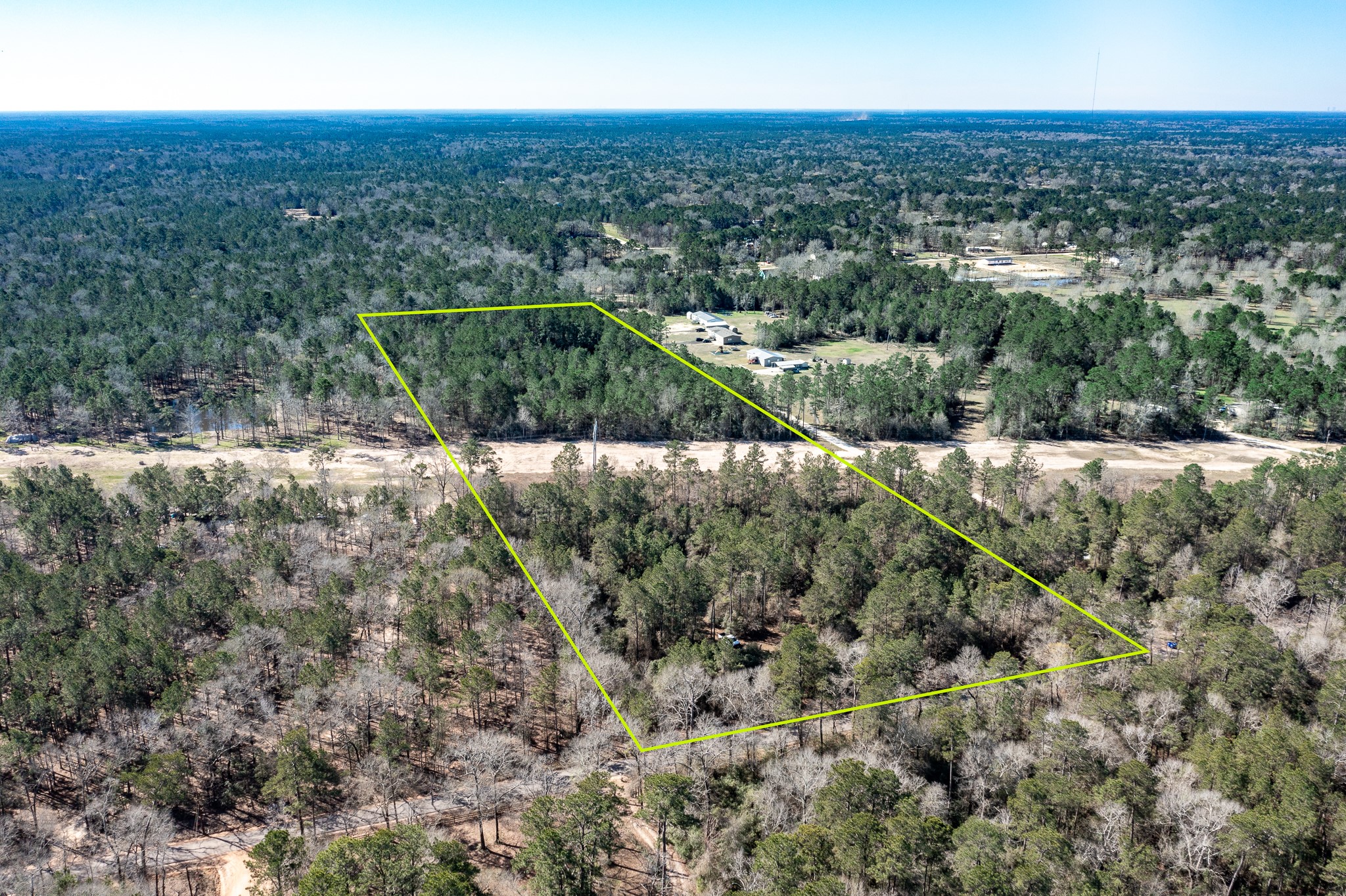 651 Jayhawker Road Cleveland, TX 77328 - Photo 3 of 15 Aerial view from the front of the property - lot lines approximate