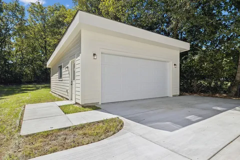 a view of backyard of house
