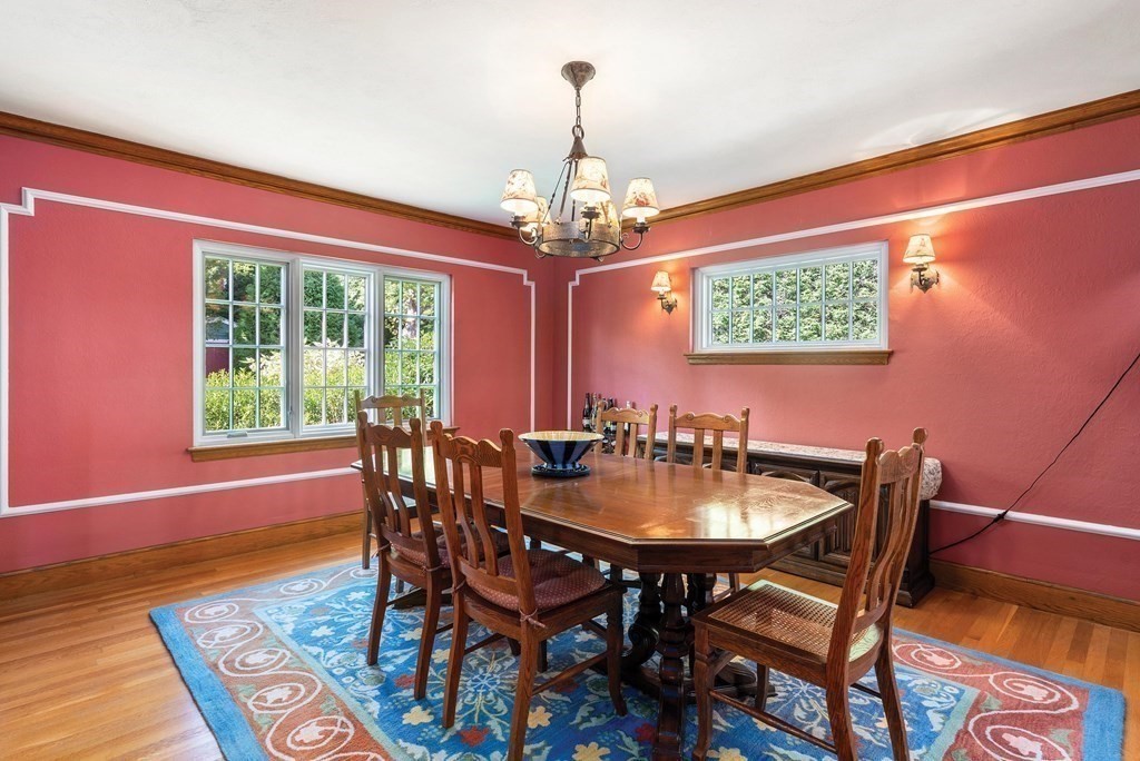 35 Shaw Road Brookline, MA 02467 - Photo 12 of 40 a view of a dining room with furniture window and wooden floor