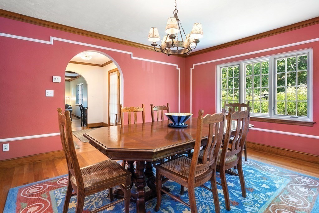 35 Shaw Road Brookline, MA 02467 - Photo 13 of 40 a view of a dining room with furniture window and wooden floor