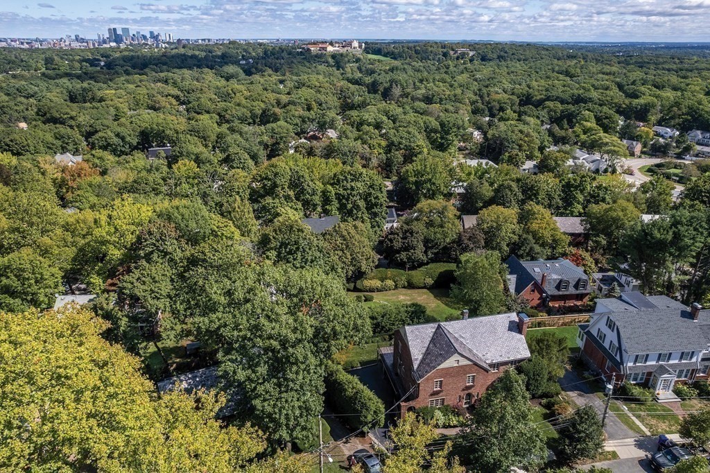 35 Shaw Road Brookline, MA 02467 - Photo 38 of 40 an aerial view of a house with a yard