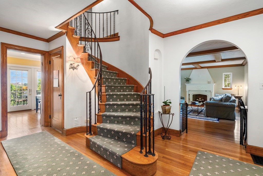 35 Shaw Road Brookline, MA 02467 - Photo 6 of 40 a view of a livingroom with furniture and staircase