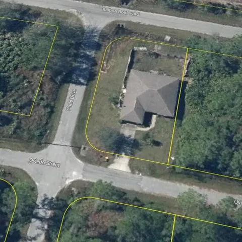 an aerial view of a house