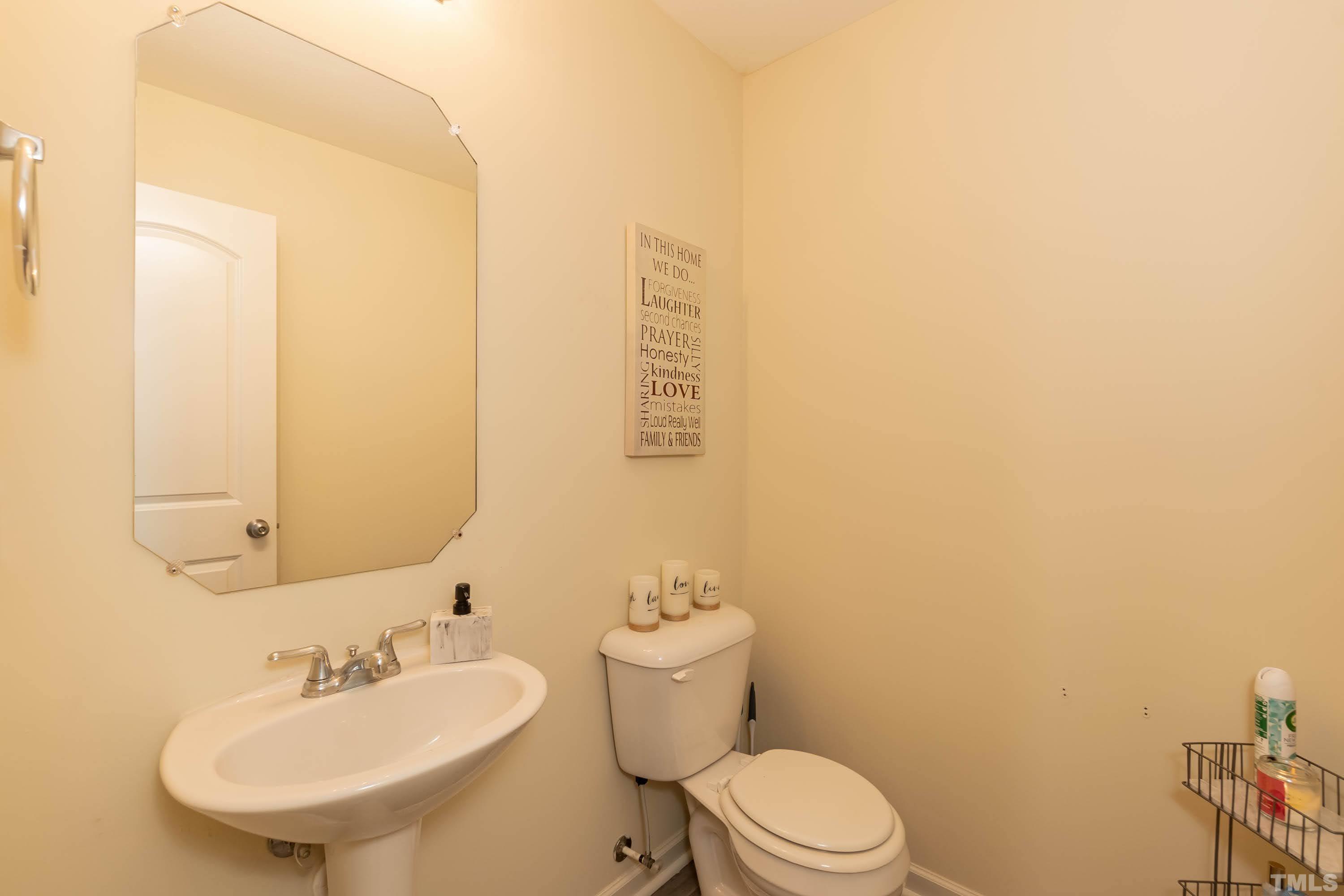 4108 Lady Slipper Lane Durham, NC 27704 - Photo 8 of 33 a bathroom with a sink a toilet and mirror