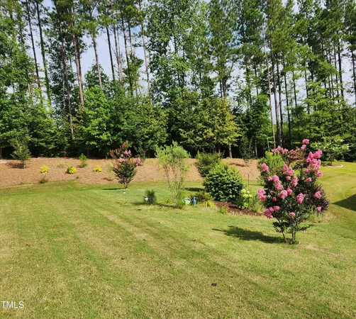 a view of a garden with a area
