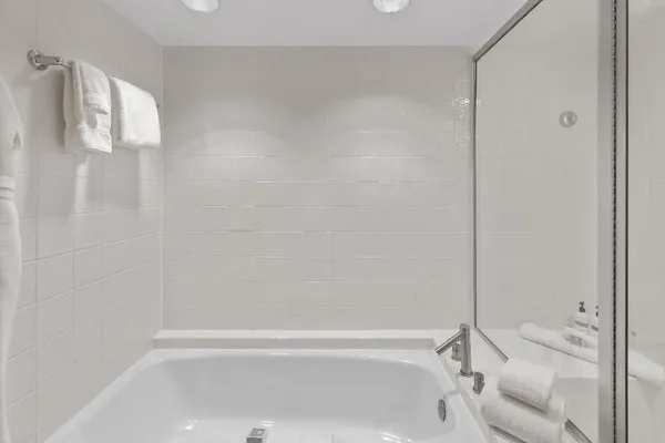 a bathroom with a bathtub