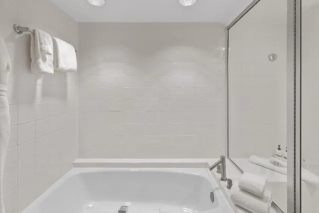 a bathroom with a bathtub