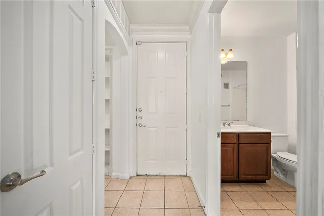 a view of room with cabinets