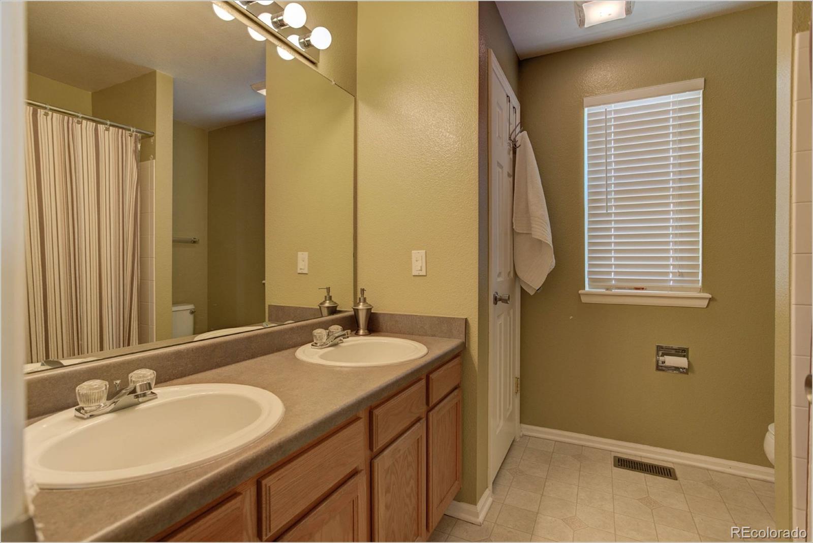 1021 Riddlewood Road Highlands Ranch, CO 80129 - Photo 14 of 29 a bathroom with a granite countertop sink and a mirror
