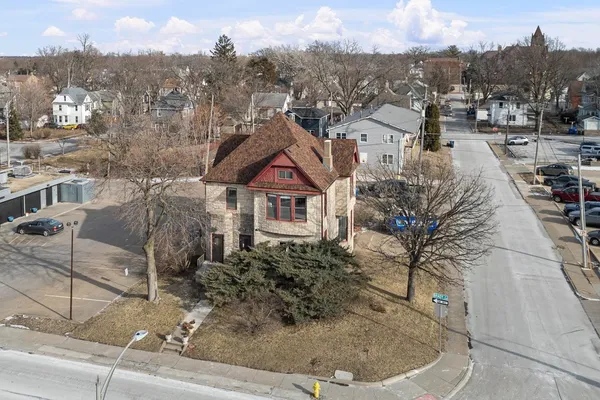 a view of a town with barn house