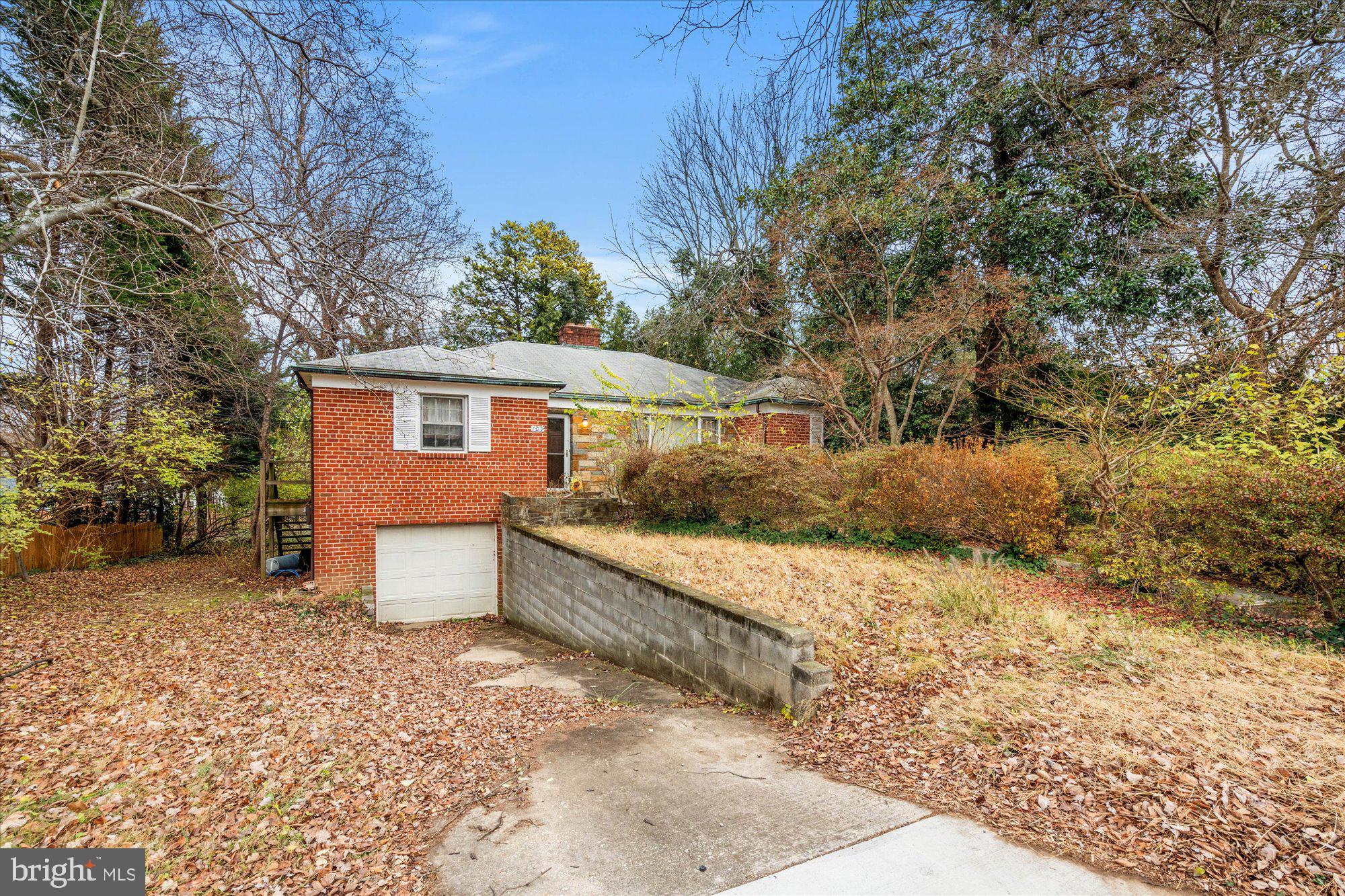 a view of a house with a yard and large tree