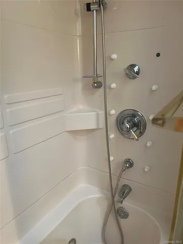 a bathroom with a bathtub
