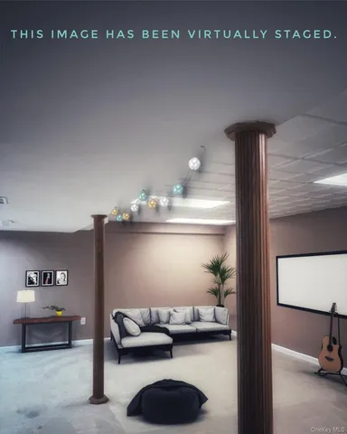 a view of a table and chairs under an umbrella