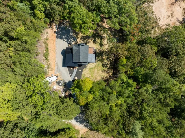 a view of a mountain in the distance in a field