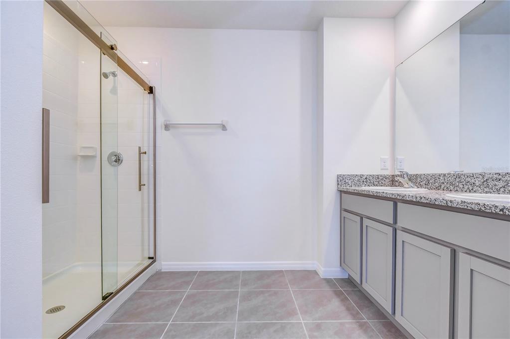 9176 Forge Breeze Loop Wesley Chapel, FL 33545 - Photo 13 of 33 a bathroom with a granite countertop sink and a mirror