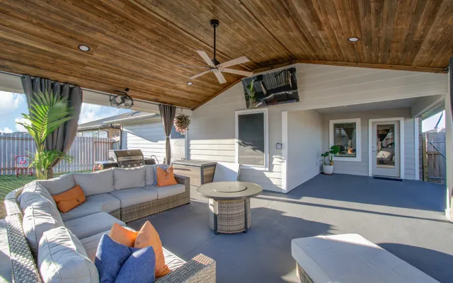 a outdoor living space with patio furniture